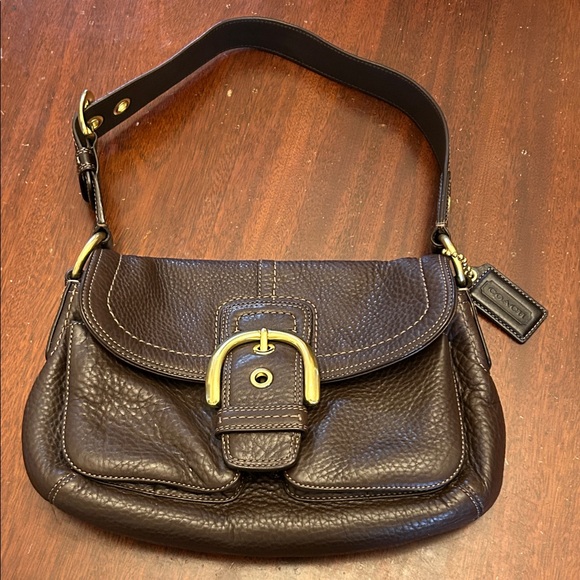 Coach vintage brown leather gold hardware purse 12 X 7 EUC - Picture 1 of 11